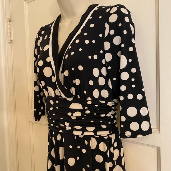 Sandra Darren black cream polkadot dress, Large - Picture 3 of 3